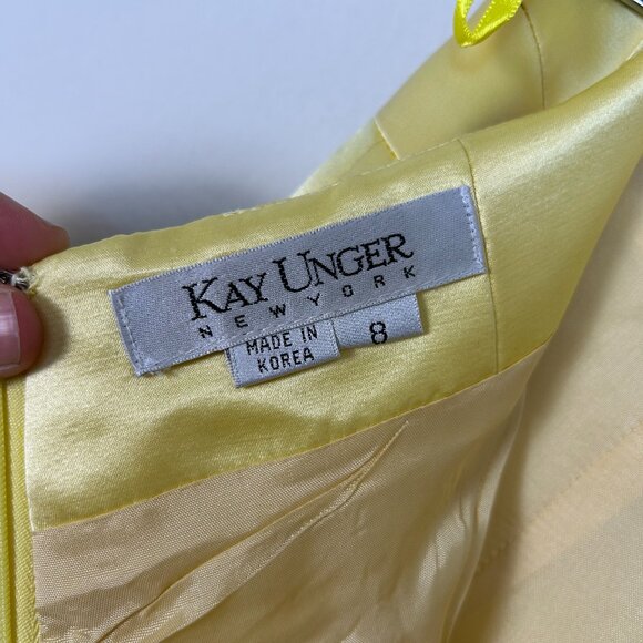 Vintage 100% silk Kay Unger Skirt Women 8 Yellow maxi lined high waisted pleated - Picture 8 of 11